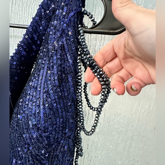 Formal blue sequin cocktail dress - Picture 4 of 5